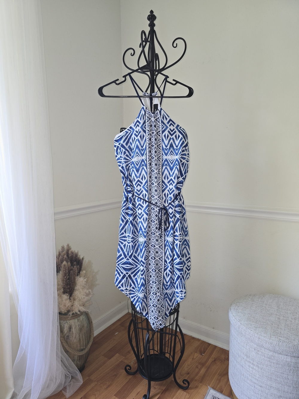 Mossimo Supply Co. Blue and White Halter Midi Dress